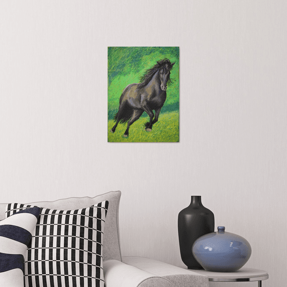 Horse / FROM THE ANIMAL PORTRAITS SERIES / ORIGINAL OIL PASTEL PAINTING