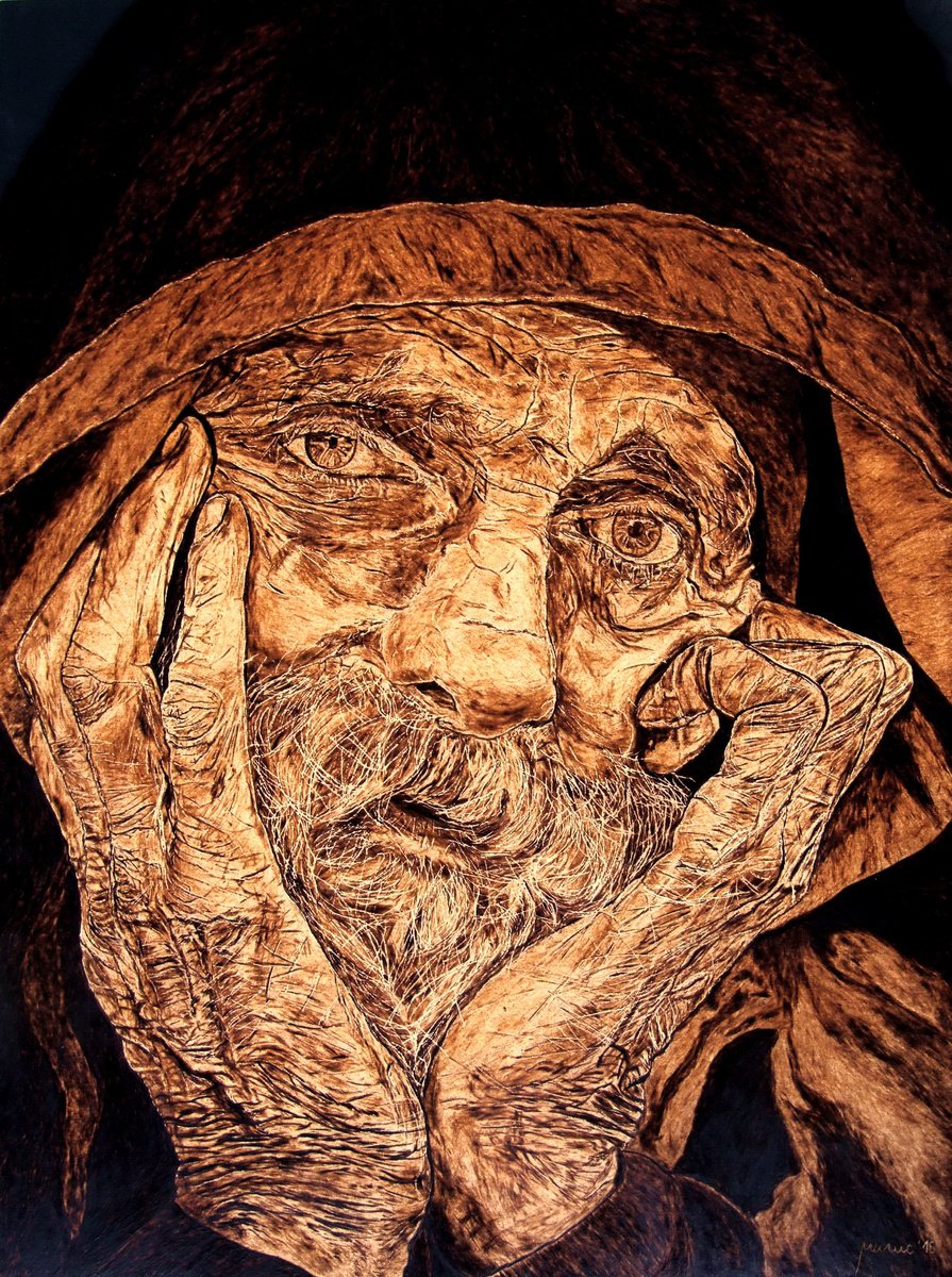 Expressive Drawing , Waiting By Milis Pyrography, 20 X 28, Artwork For Sale On Artfinder