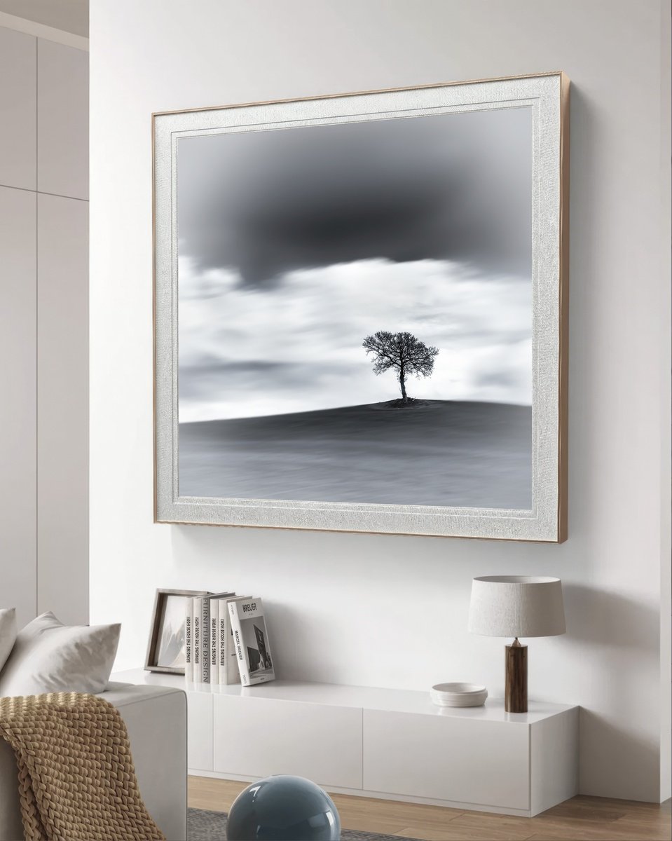 A lone tree on a hill top BW (Studio 2) by Karim Carella