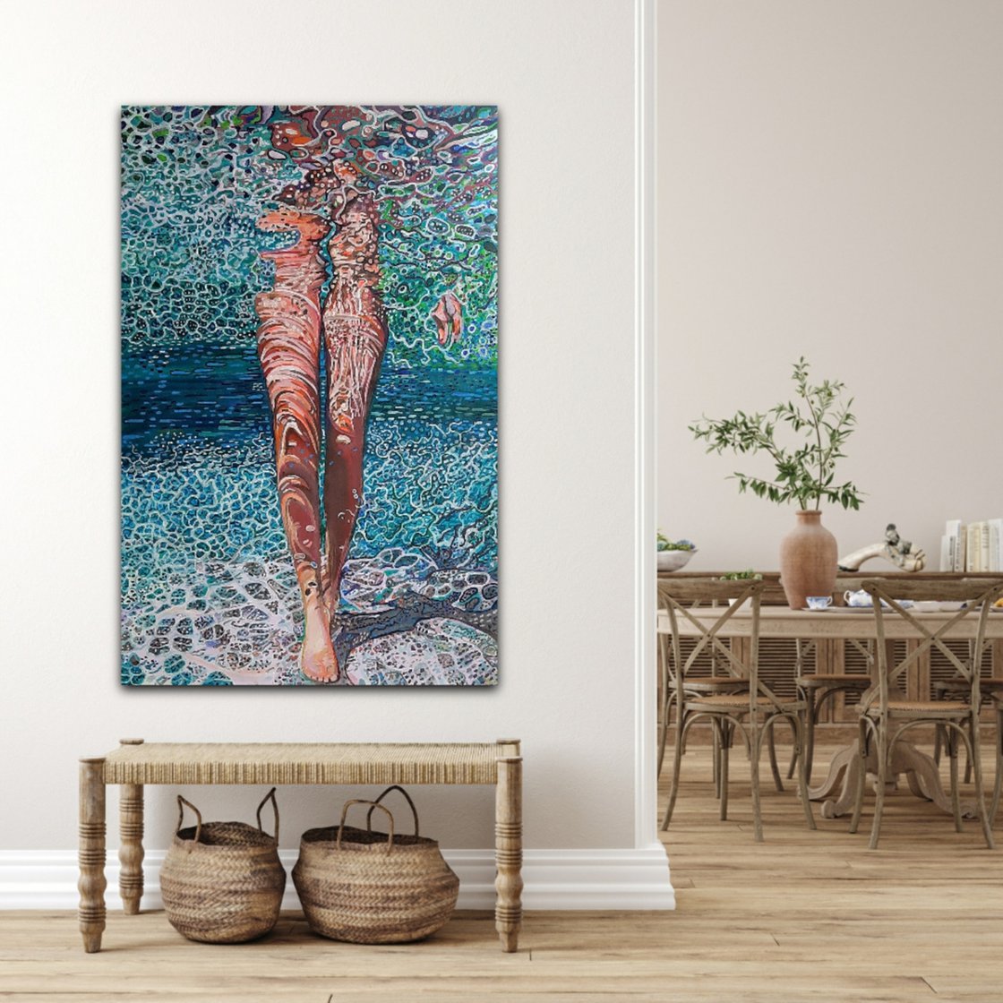girl underwater acrylic paint Canvas Print for Sale by Twins' Art