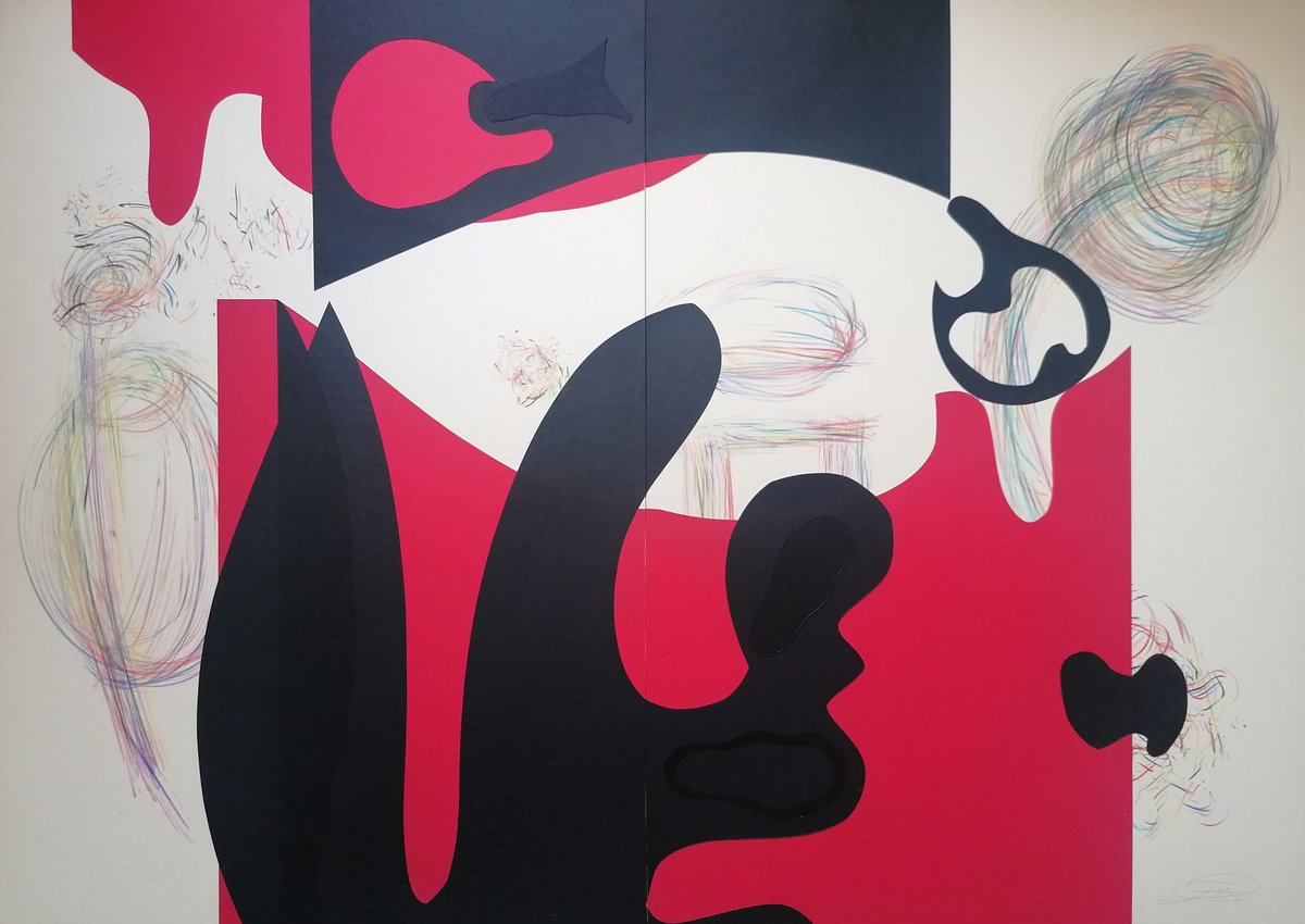 Surrealistic Abstract Acrylic Painting By Stefano Mazzolini, 55 X 39", Farfy, Original Artwork