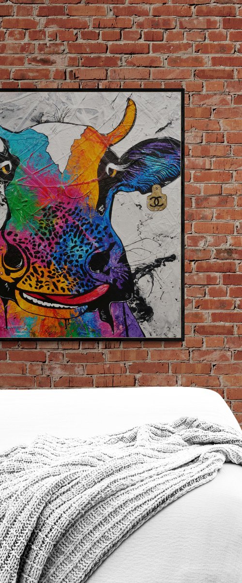 C.C. Steerling 120cm x 120cm Textured Urban Pop Art by Franko