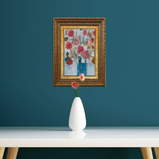 Spring Bouquet in a Blue Vase