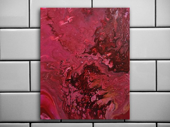 "Big Red" - FREE USA SHIPPING - Original Abstract PMS Fluid Acrylic Painting - 16 x 20 inches