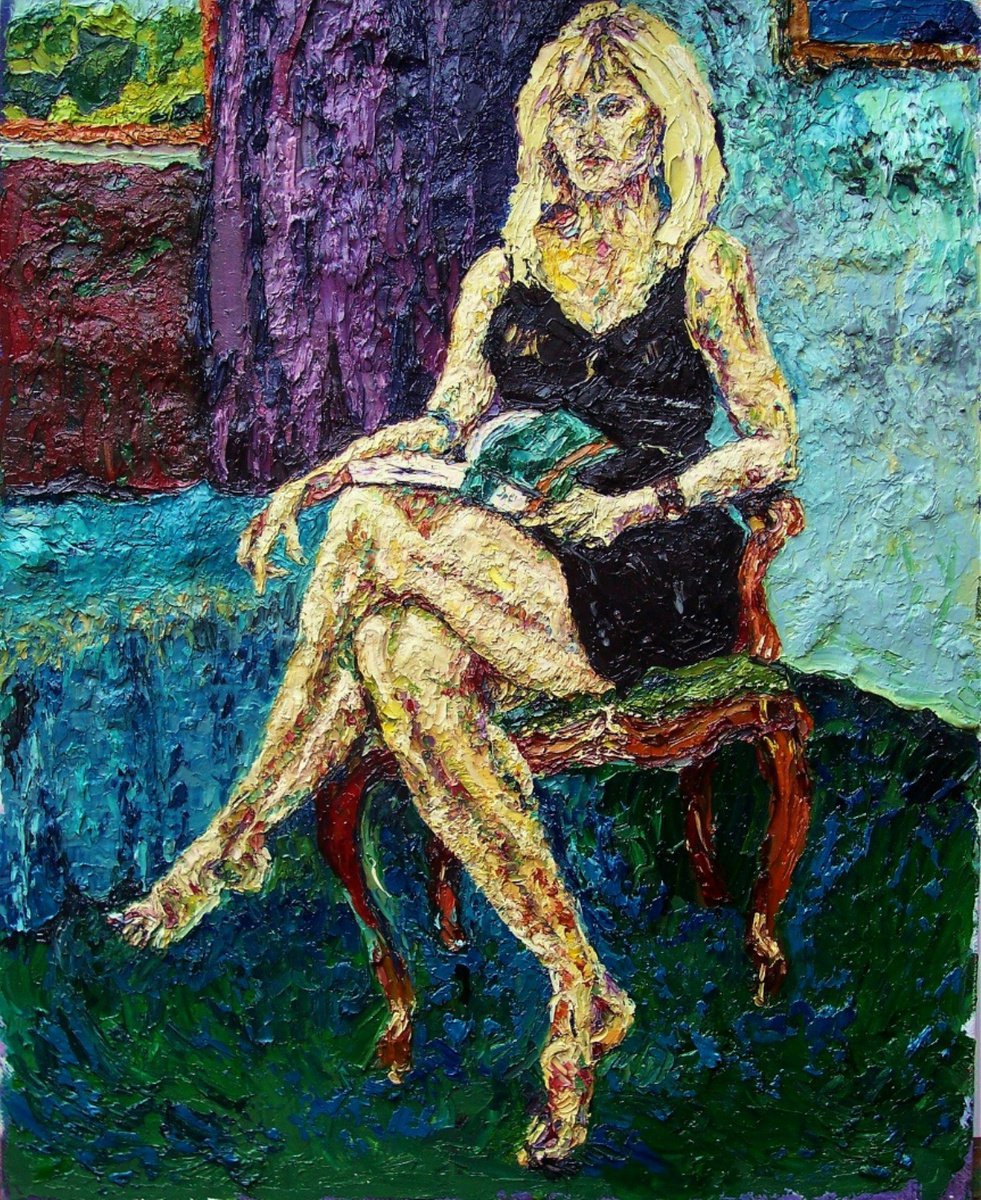 Expressive Portrait Oil Painting By Richard Meyer, 18 X 22", Cp With Tanya, Original Artwork