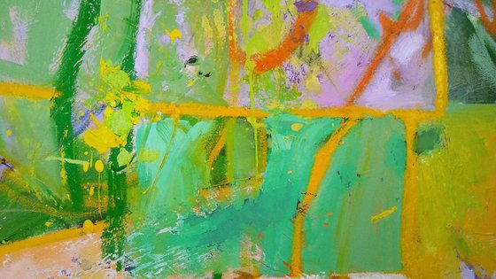 LARGE ABSTRACT COLORFUL INTERIOR DESIGN COMMERCIAL DECOR OFFICE RESTAURANT OVERSIZED SUNSHINE "Beautiful 19"  GIANT   48" X 62"