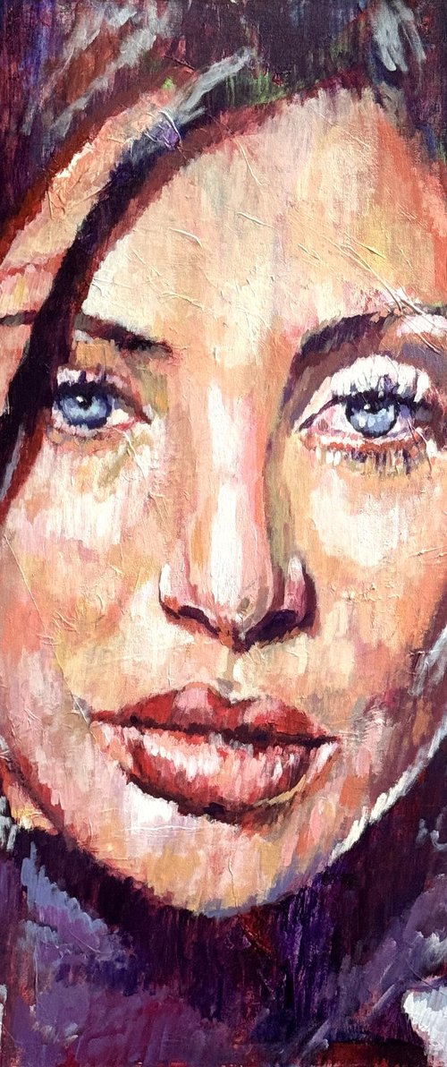 TORN ACRYLIC ON CANVAS 100x100cm by Javier Peña