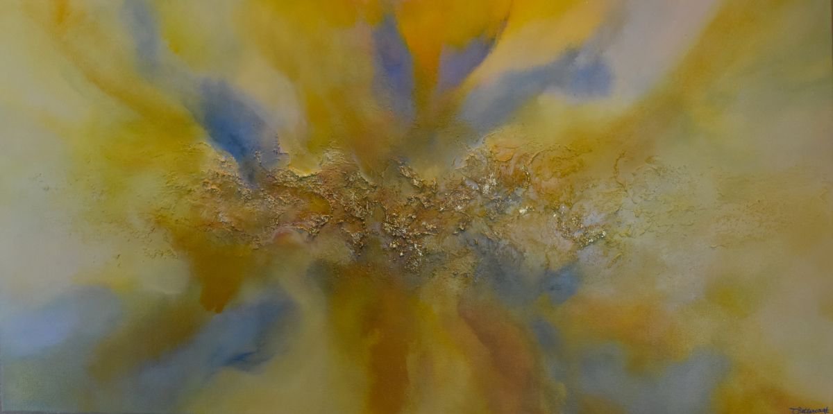 Sweet Escapes Abstract paintings Yellow paintings 48x24in. Large paintings by Tamara Bettencourt