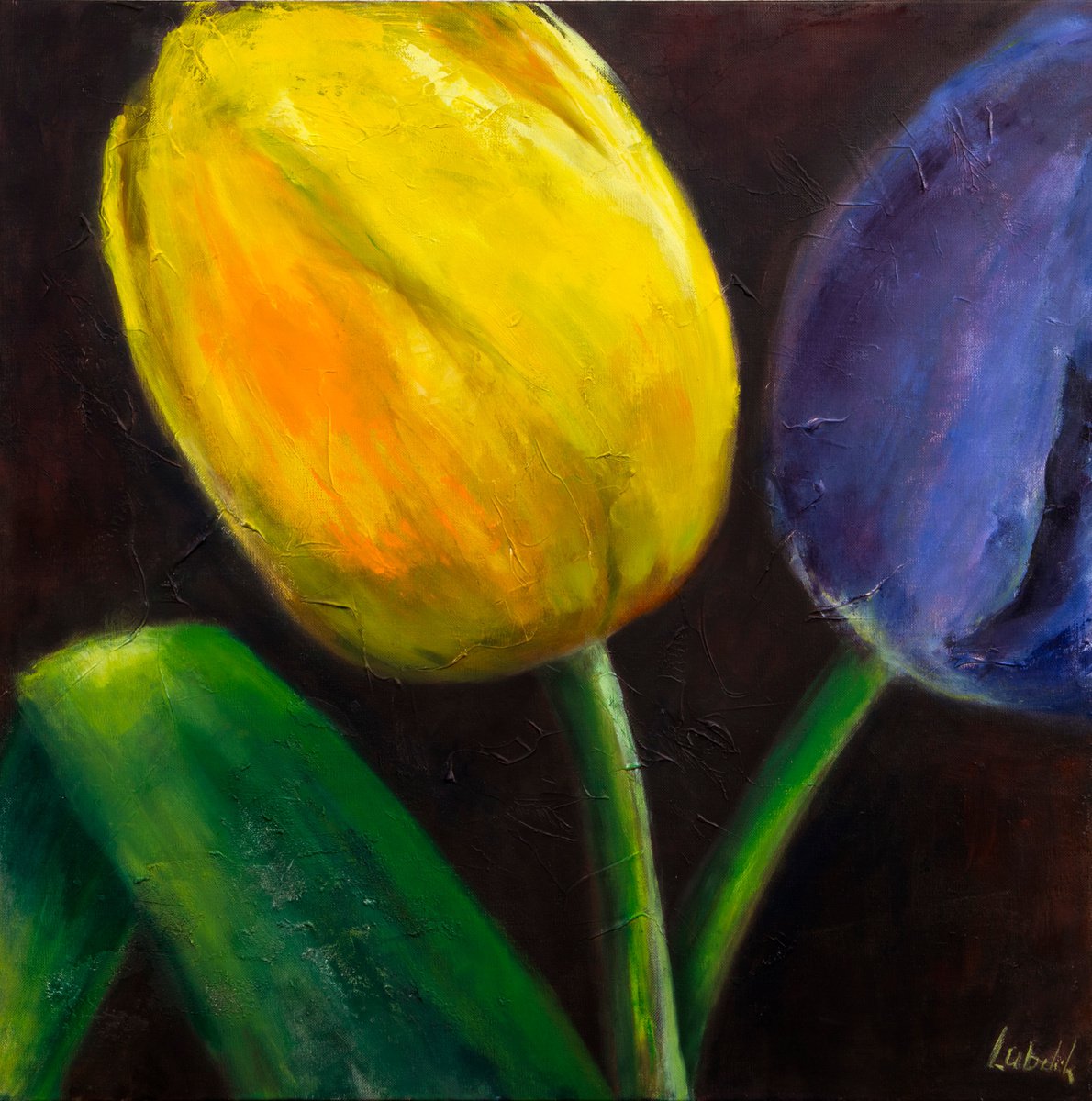 Abstract Floral painting Tulips by Anna Lubchik