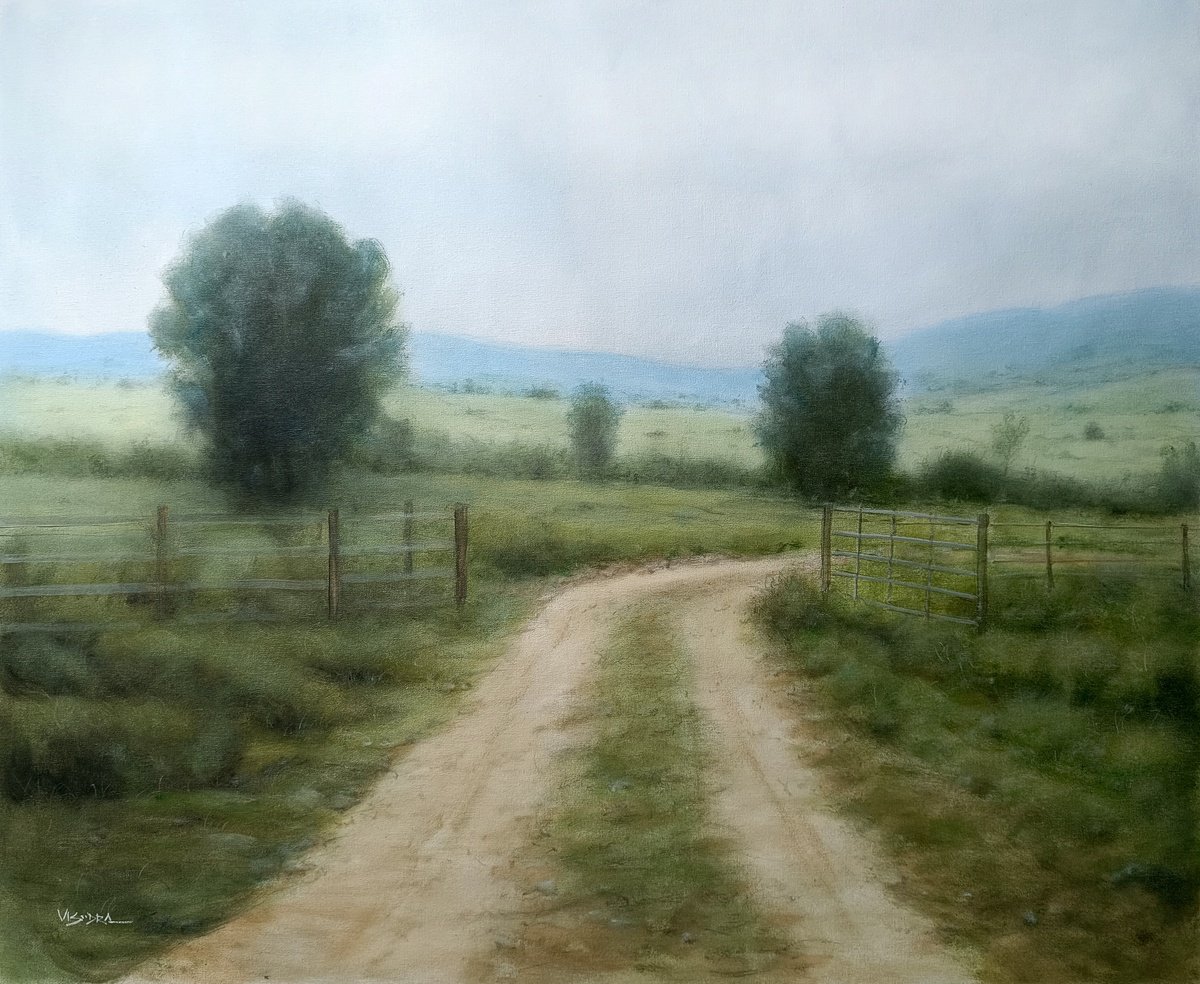 Field fog -- 48x40 in by Vishalandra Dakur