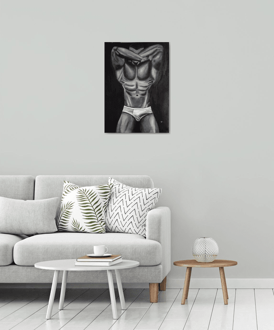 Dear friend, original erotic nude man body, gift idea, bedroom painting