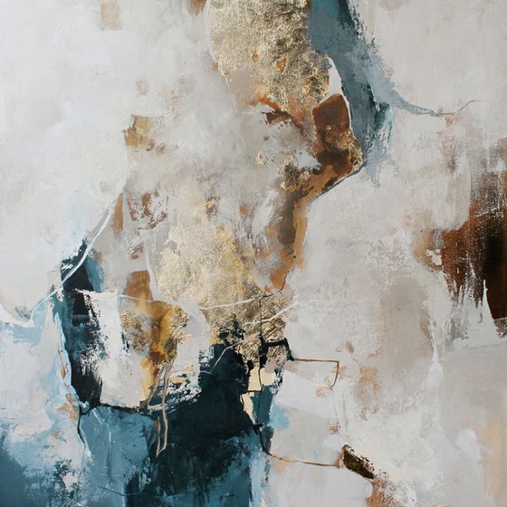 "Sobriety 2" Navy gold abstract acrylic art