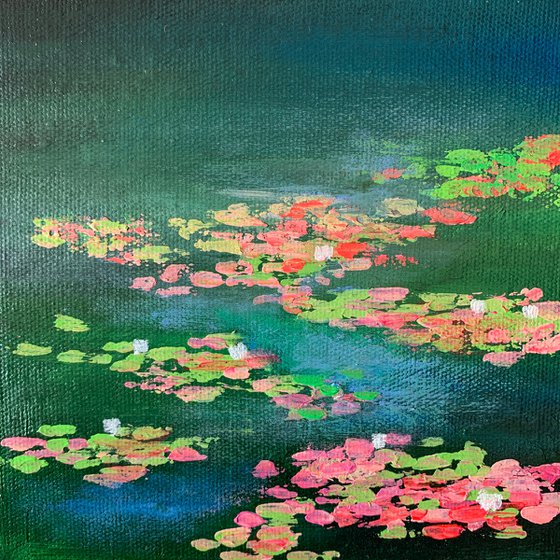 Mystery water lily pond ! Miniature painting