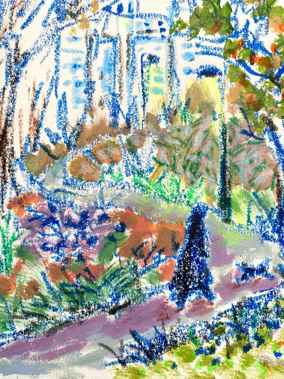 Woodland walk with city view
