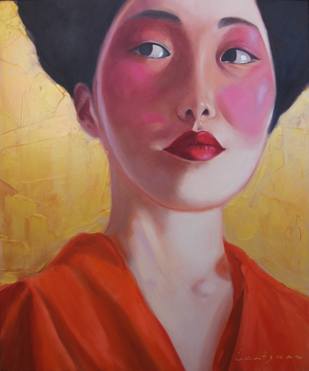 Geisha in kimono Oil painting by Jane Lantsman | Artfinder
