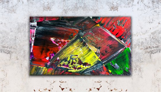 "Looney Tunes" - Original PMS Abstract Acrylic Painting On Canvas - 28" x 16"