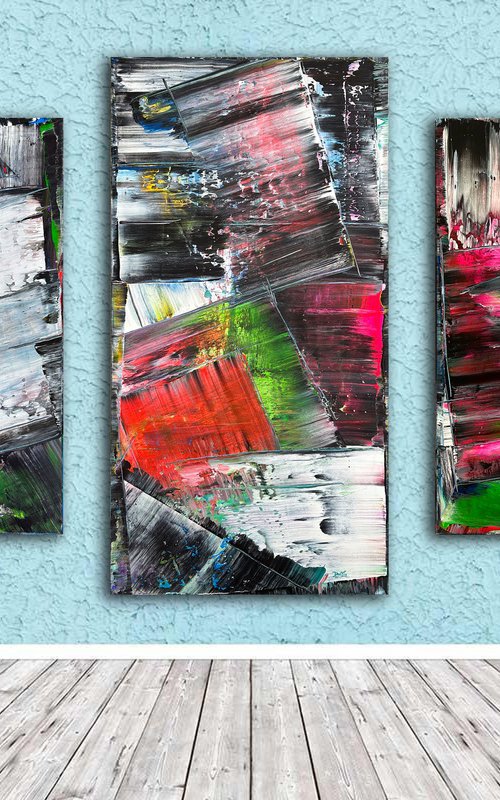 "Excommunicado" - Save As A Series - Original PMS Large Abstract Acrylic Painting Triptych On Canvas - 72" x 48" by Preston M. Smith (PMS)