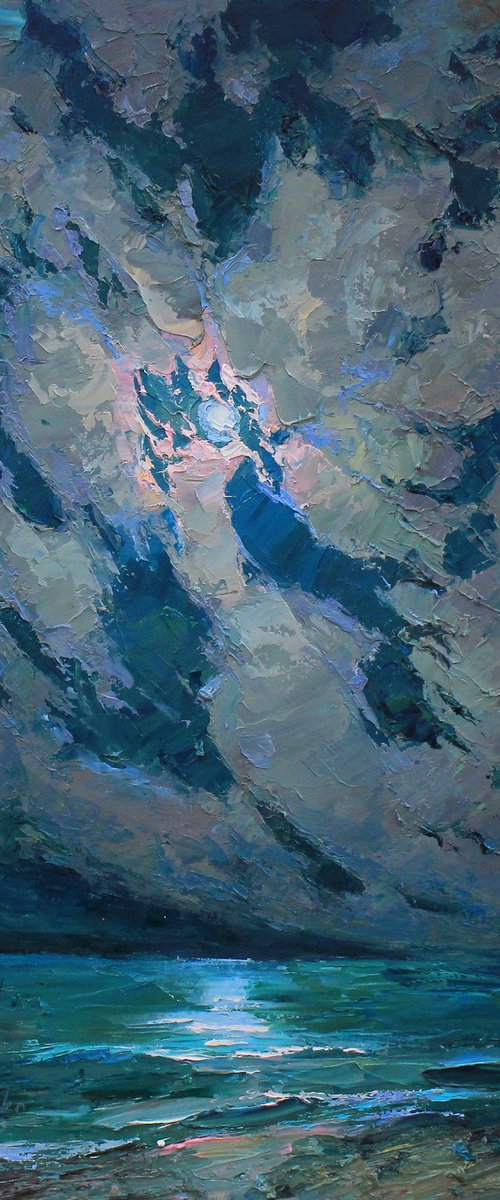 Full moon over the sea by Alisa Onipchenko-Cherniakovska