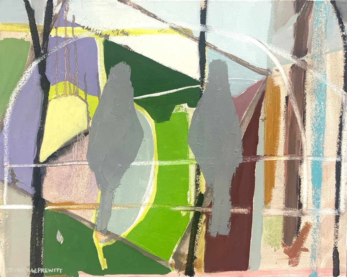 Two Doves in the Window Feeder by Steven Page Prewitt