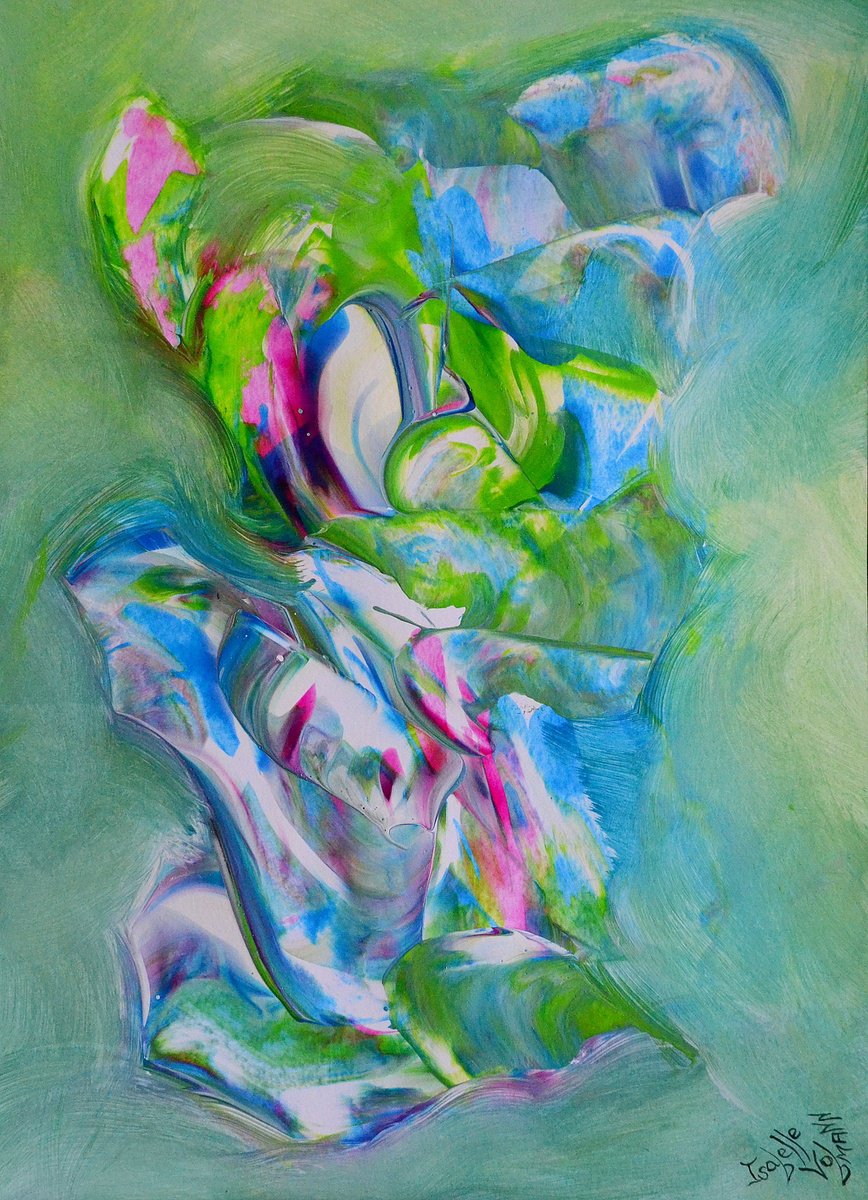 Abstract Acrylic Painting By Isabelle Vobmann, 12 X 17, Paper Dream 12, Original Artwork