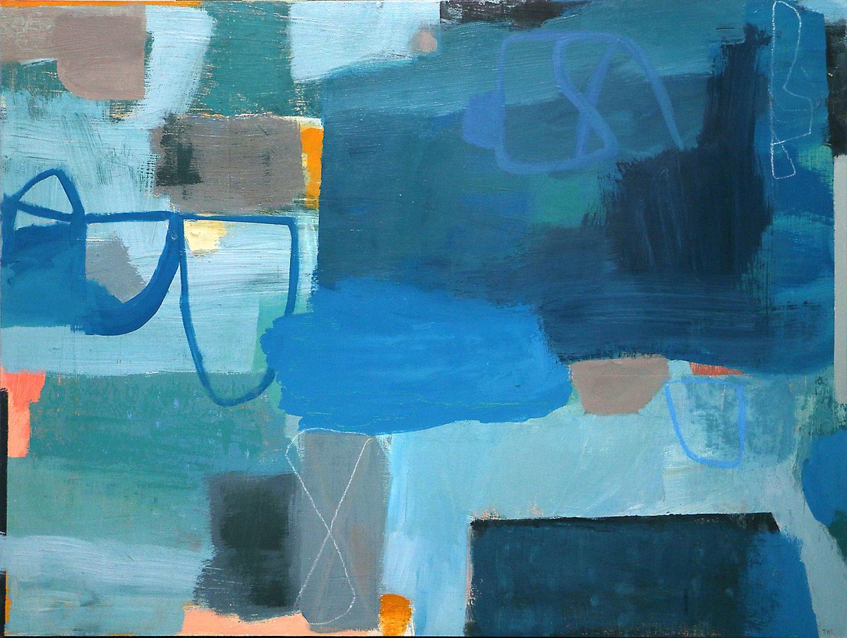 Abstract Acrylic Painting By Tara Kelley-Cruz, 40 X 30", Asked To Leave The Aquarium, Original Artwork