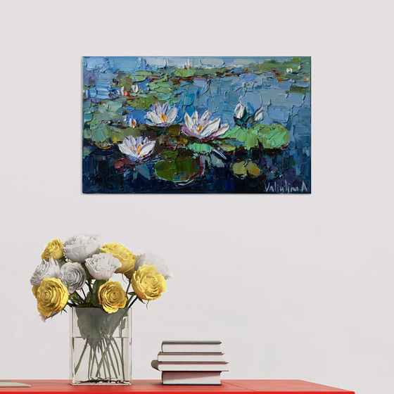 Water Lilies - Impasto Original Oil painting