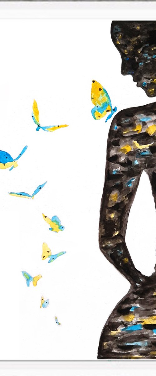 Ukrainian girl, watercolor by Luba Ostroushko