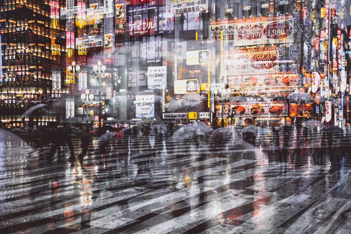 Abstract Cityscapes Photograph By Sven Pfrommer, 47 X 31", Tokyo Nights Iv, Original Artwork
