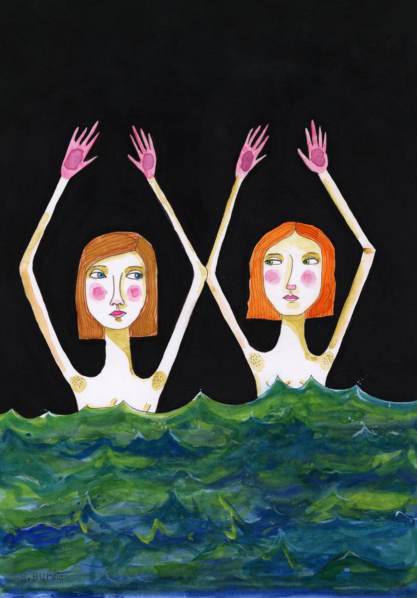 Friends Night Nude Swim by Sharyn Bursic