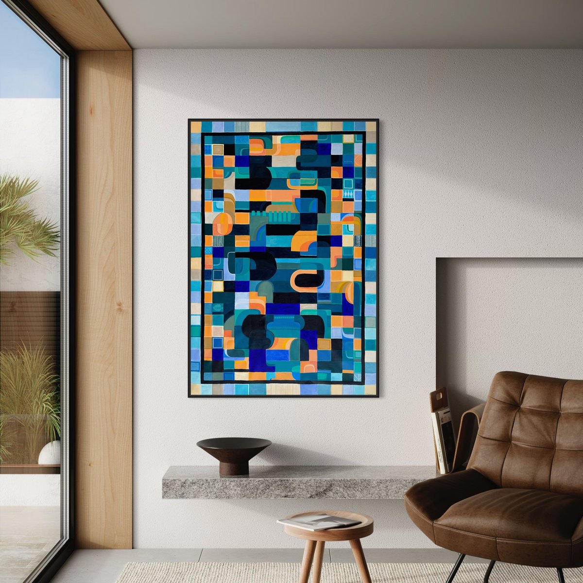 Geometric Abstract Painting By Samantha Malone, 37 X 55", Beyond The Boundaries, Original Artwork