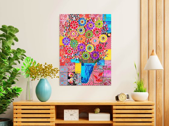 Bouquet of flowers for Matisse - abstract still life mosaic art