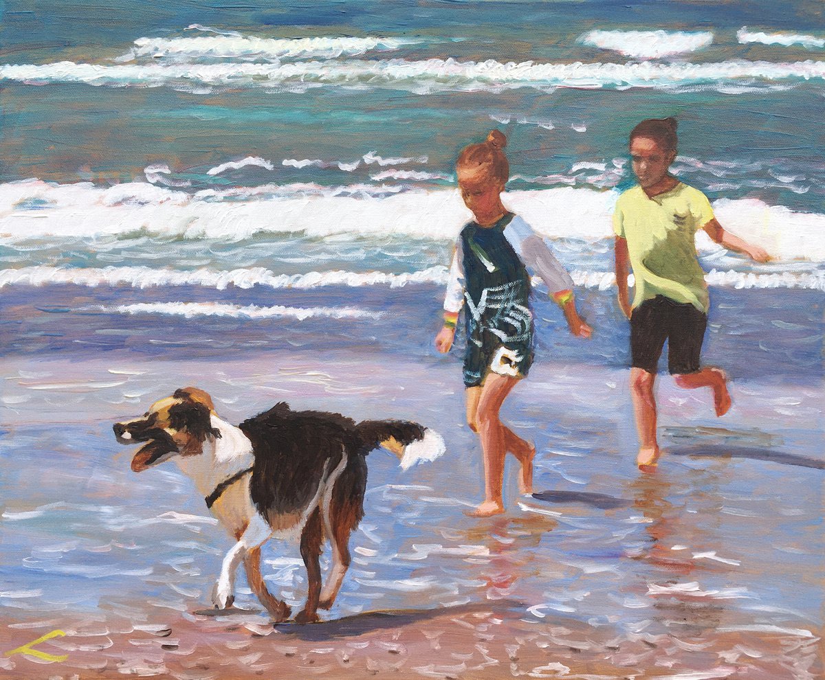 Running From The Wave 2 By Elena Sokolova, 24 X 20, Artwork For Sale On Artfinder