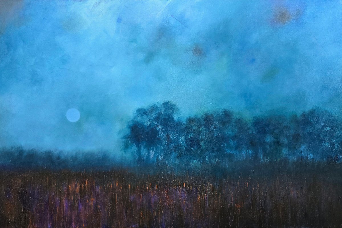 Impressionistic Landscape Oil Painting By Faith Patterson, 36 X 24, Where Stillness Gathers, Original Artwork