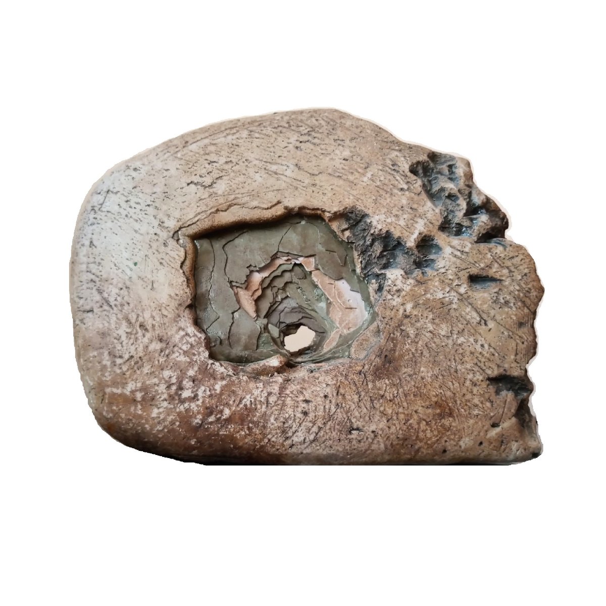 Abstract Clay Sculpture By Rossitza Trendafilova, 9 X 7", "Fragment", Original Artwork