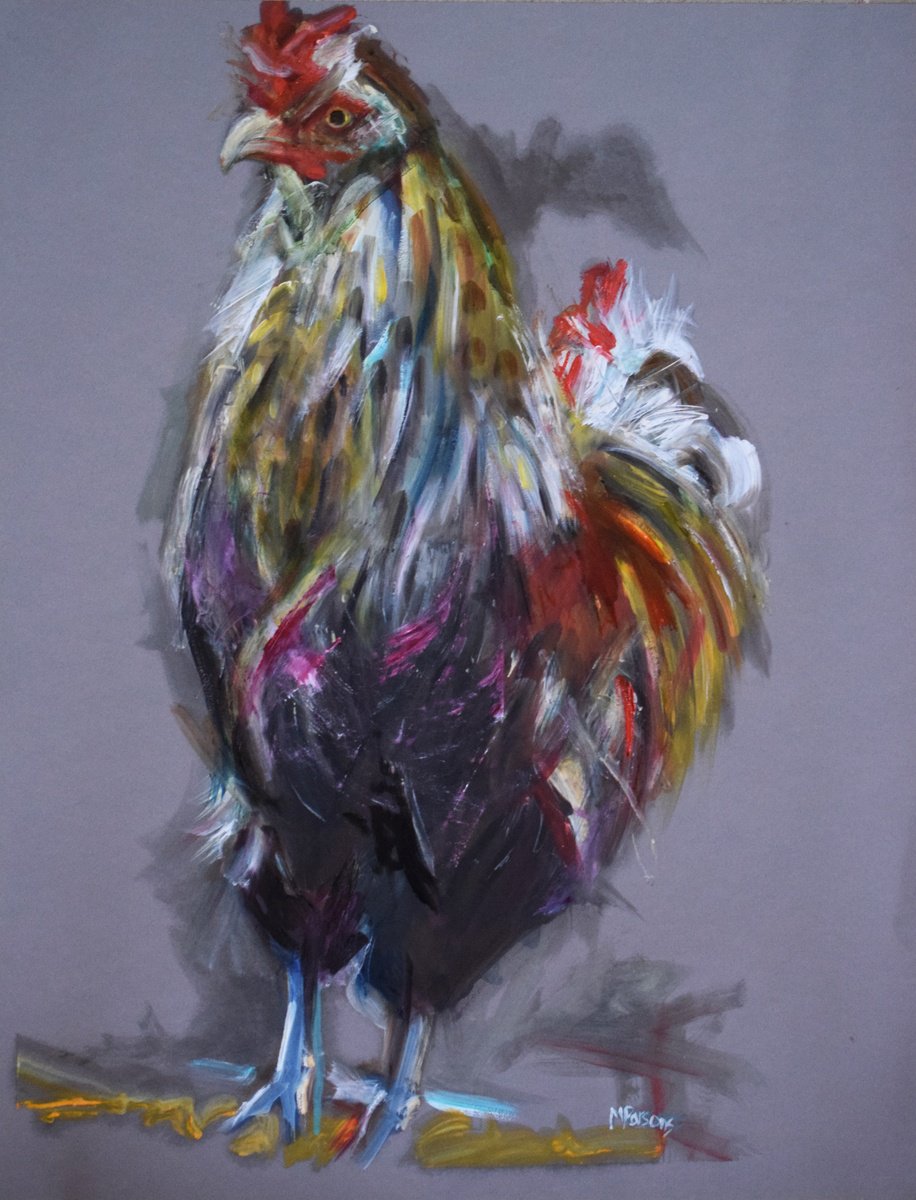 Expressive Animal Oil Painting By Michelle Parsons, 20 X 26", Cog, Original Artwork