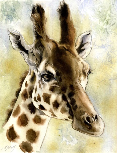 portait of a giraffe by Alfred  Ng