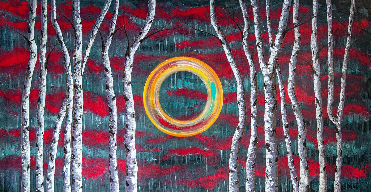 Geometric Abstract Acrylic Painting By Alena Khokhlova, 114 X 59, Activation Of Transition, Original Artwork