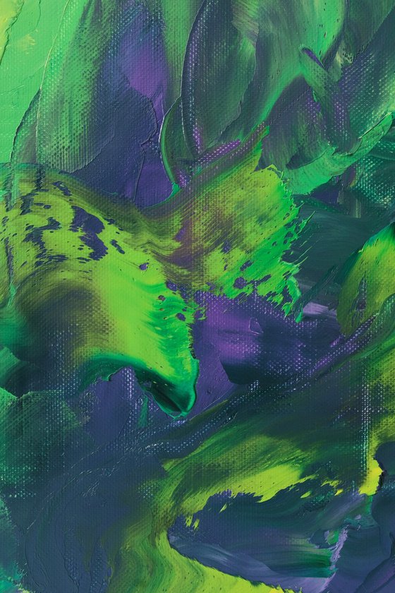 Light Green Dark Purple / Oil Painting 17