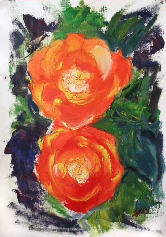 First Tulips I , sketch / ORIGINAL OIL PAINTING