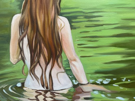 Woman. Lake