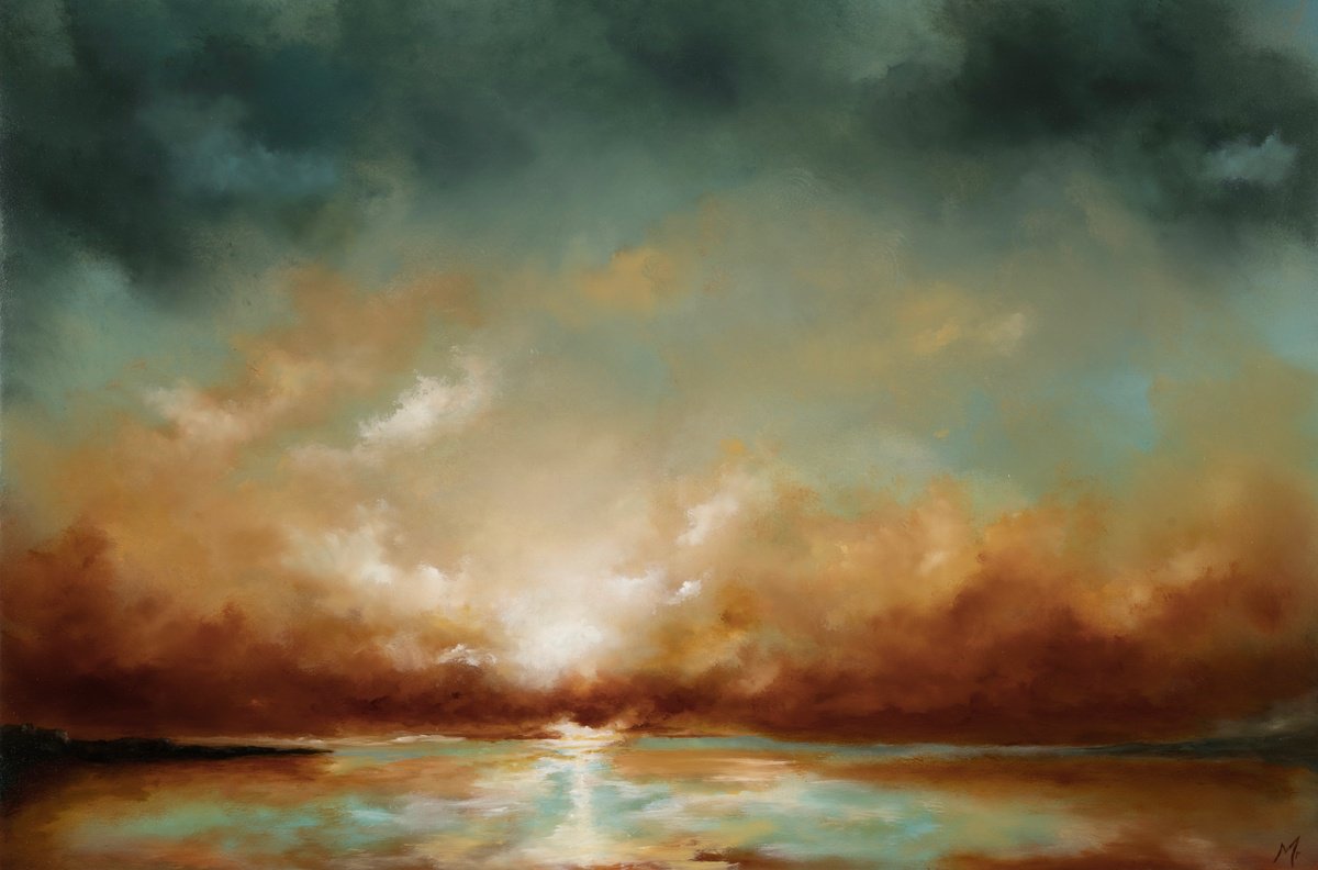 Sunset, Devon To The Sea By Rolf Marriott, 31 X 21, Artwork For Sale On Artfinder
