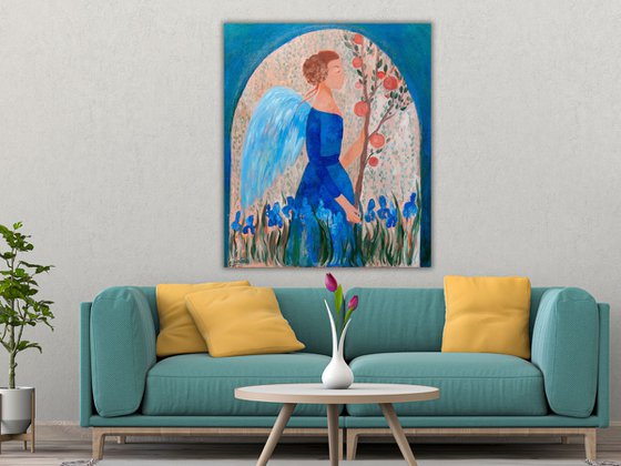 Angel Painting - SECRET GARDEN, oil on canvas - 40*34in