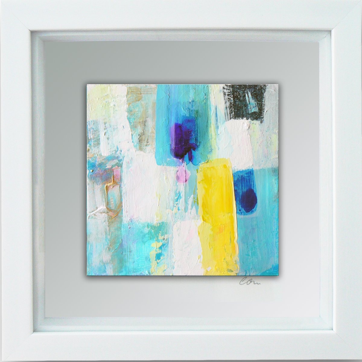 Framed ready to hang original abstract - Deep water #2 by Carolynne Coulson