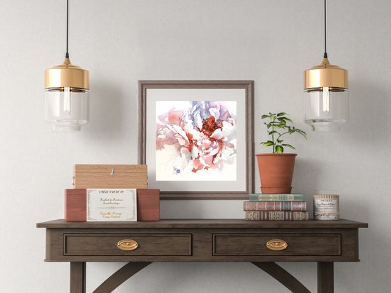 Modern watercolor "Coral peony petals"