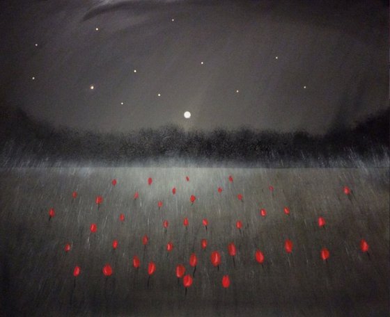 “Beam Of Light And A Field Of Roses” 120x100x4cm