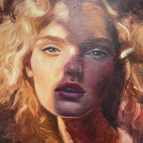 Blonde fairy with curls and sunbeam on her face by Renske Karlien Hercules