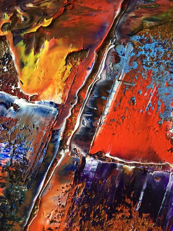 "Deep In Thought" - FREE WORLDWIDE SHIPPING - Original Large PMS Abstract Triptych Oil Paintings On Canvas - 60" x 20"