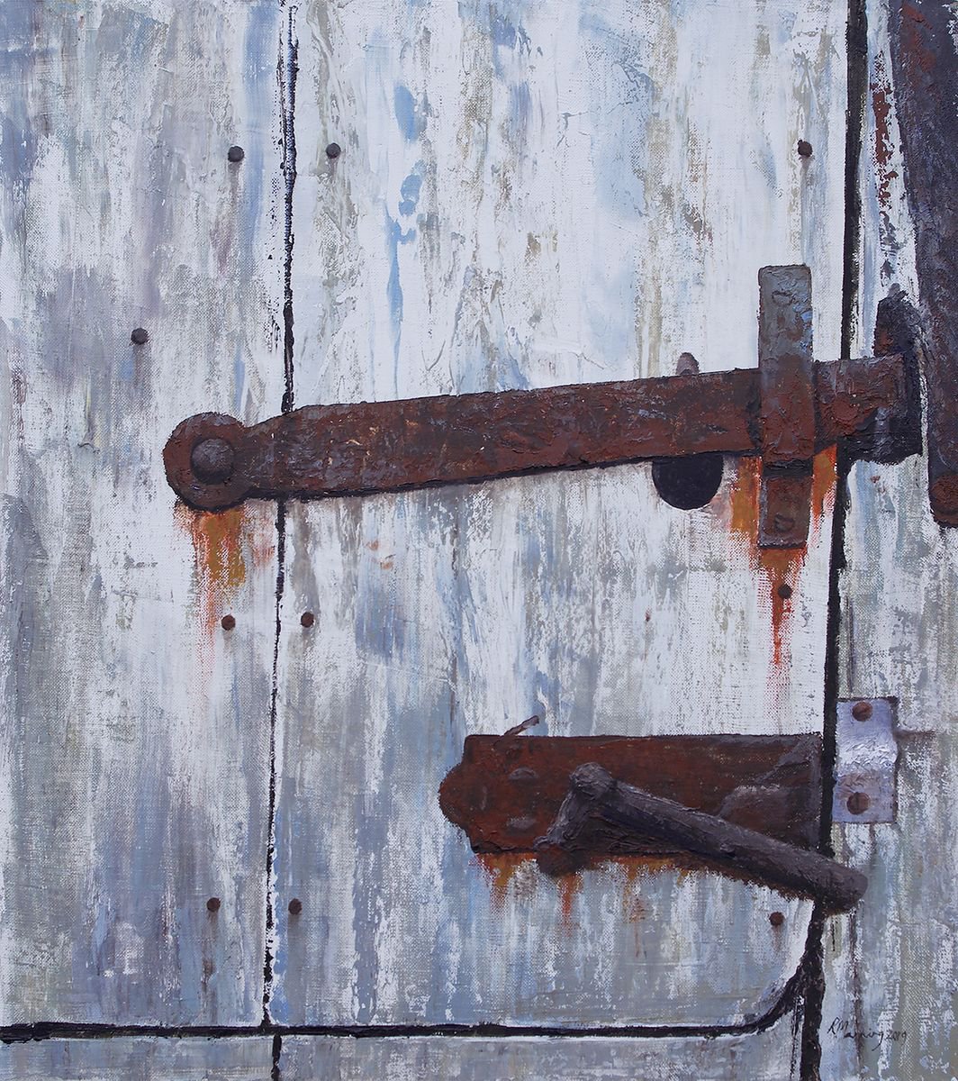 Abstract Oil Painting By Richard Manning, 16 X 18", Rust-5, Original Artwork