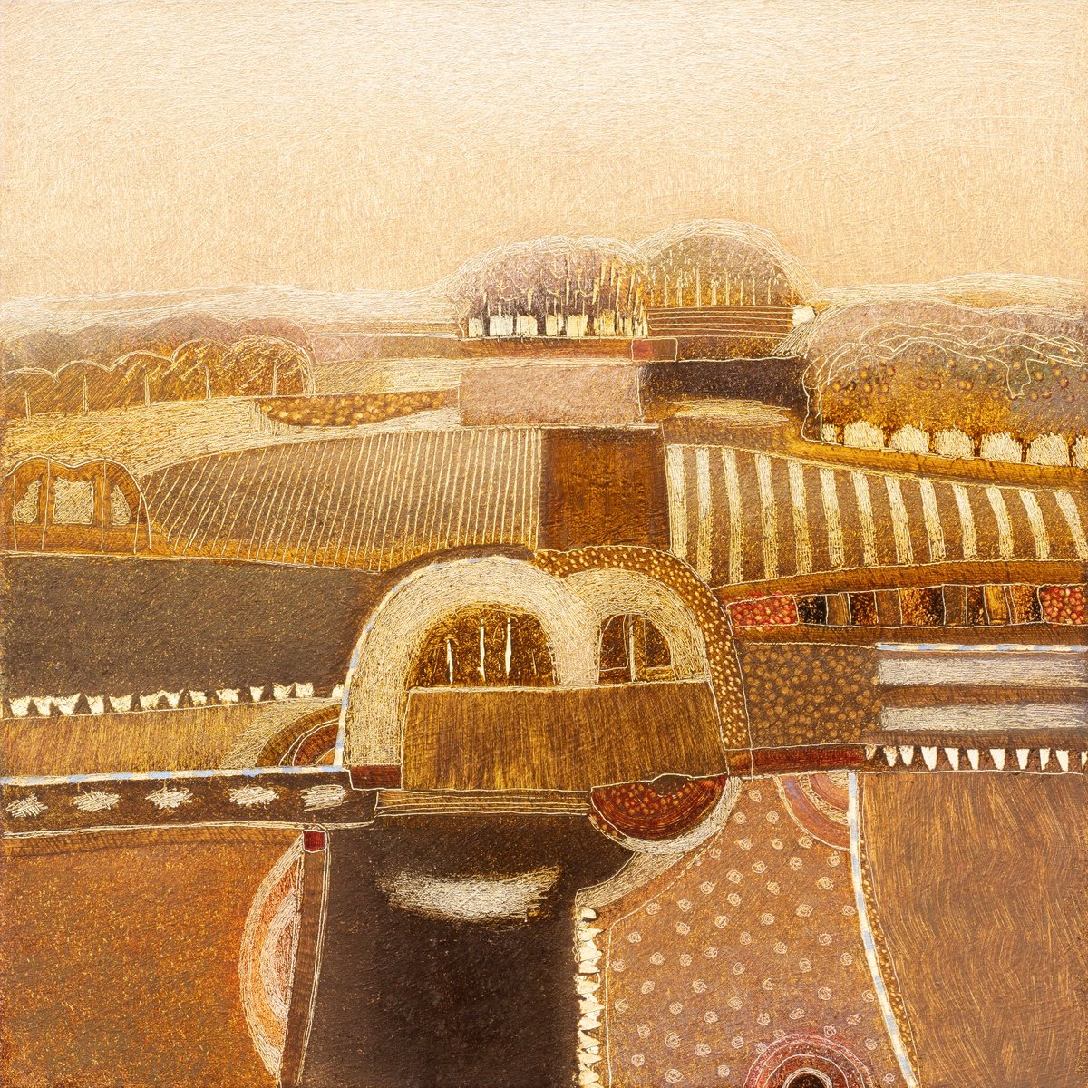 Landscape Oil Painting By Rob Van Hoek, 21 X 21", Whenever It Is A Rainy Day, Original Artwork