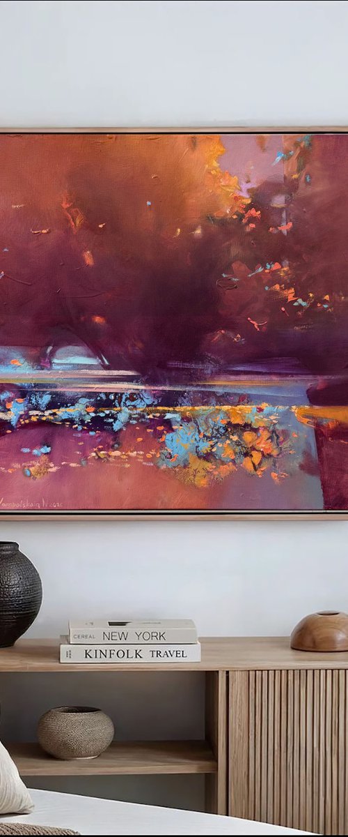 Crimson Light of Autumn Reflections by Natalia Yampolskaia